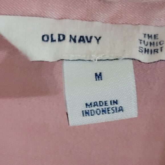 Old Navy Shirt Womens M Mauve Pink LS Button Up The Tunic Shirt Beach Tropical - Picture 10 of 12